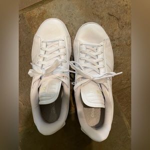 Adidas leather classics with patent stripes